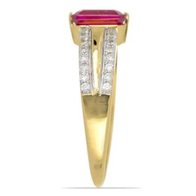 BUY 14K GOLD GENUINE  GLASS FILLED RUBY GESMTONE CLASSIC RING